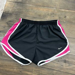black and pink nike athletic shorts